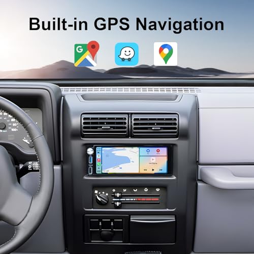 AINAVI 6.9-Inch Single Din Touchscreen Car Stereo - Android 2GB+64GB Type-C&USB Single Din Wired/Wireless Carplay Android Auto,1080P HD GPS Navigation Handsfree Calling WiFi, SWC/FM/BT (6.86-SD-C) - Image 2
