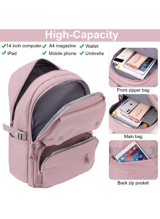  بالي حقيبة مدرسية PALAY® للبنات بسعة كبيرة 26 لترًا حقيبة ظهر جامعية للنساء والفتيات حقيبة مدرسية أنيقة مقاومة للماء وحقيبة كمبيوتر محمول عصرية وحقيبة سفر متعددة الجيوب للنساء - وردي - Image 4