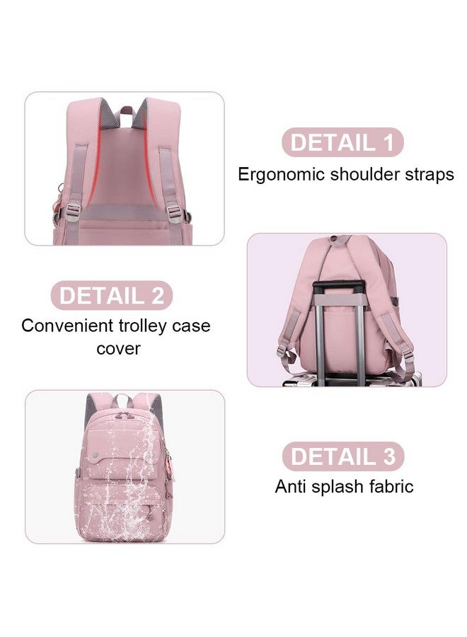  بالي حقيبة مدرسية PALAY® للبنات بسعة كبيرة 26 لترًا حقيبة ظهر جامعية للنساء والفتيات حقيبة مدرسية أنيقة مقاومة للماء وحقيبة كمبيوتر محمول عصرية وحقيبة سفر متعددة الجيوب للنساء - وردي - Image 5