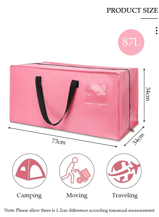 DUNISO Large Moving Bags, Foldable Large Capacity Woven Bags with Double Zippers, Clothes Storage Bag for Bedding, Space Saver, Clothes Organiser, Duffle Bag for College Dorm Travel Clothes Blankets Bedding  - Image 2