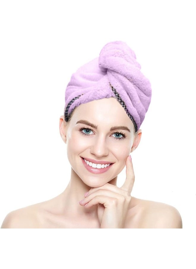 Generic Generic Microfiber Hair Towel Wrap for Women, Absorbent Quick Drying Turban for Wet, Dry Hair Hat, Super Absorbent Hair Drying Cap for Curly, Long & Thick Hair, Hair Drying Towels 2 Pack (Purple)  - Image 1