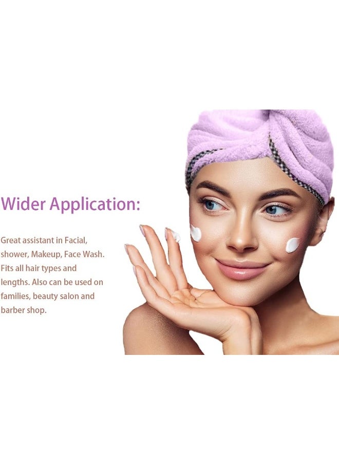 Generic Generic Microfiber Hair Towel Wrap for Women, Absorbent Quick Drying Turban for Wet, Dry Hair Hat, Super Absorbent Hair Drying Cap for Curly, Long & Thick Hair, Hair Drying Towels 2 Pack (Purple)  - Image 4
