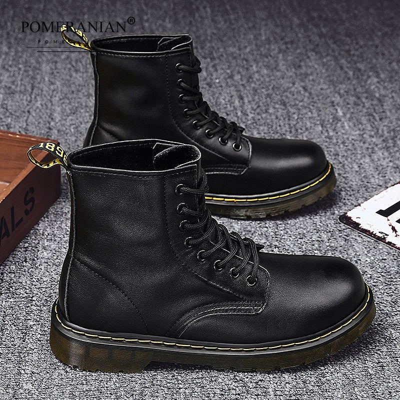 Pomeranian Top Layer Cowhide Eight-Hole Couple Martin Boots Men'S And Women'S Lace-Up Leather High Shoes Oxford Low Outdoor - Image 1
