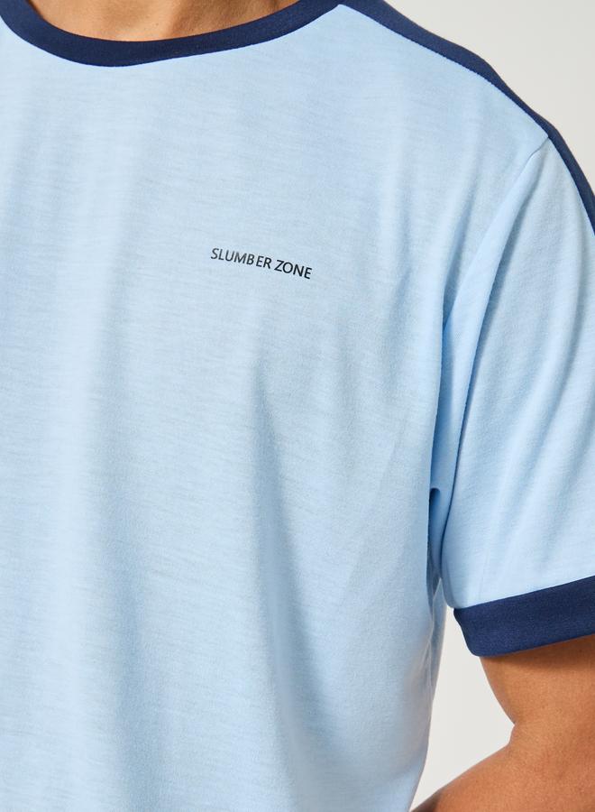 Styli Minimal Print Contrast Trim T-Shirt and Shorts Set - Image 3