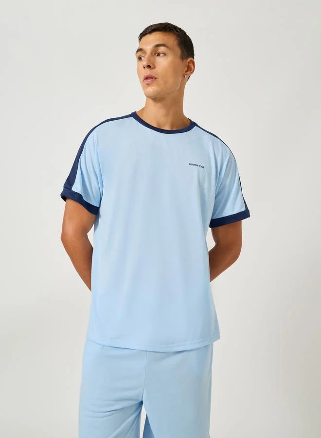 Styli Styli Minimal Print Contrast Trim T-Shirt and Shorts Set