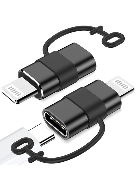 USB C to Lightning Adapter-2 Pack, 27W PD Fast Charging for iPhone 14/13/12/11,for iPad Pro/Air/Mini,for AirPods,Support Data Sync,Not for Headphone/Audio/OTG,with Anti-Lost Loop, Black