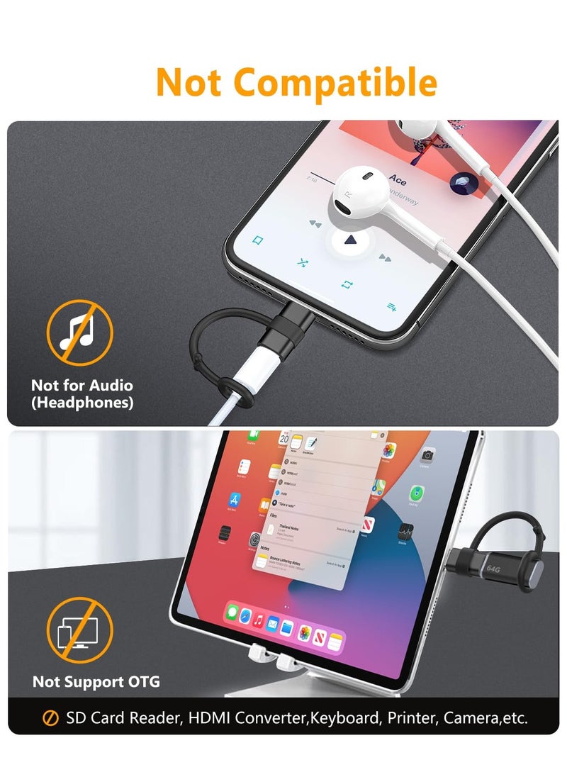 erorex - USB C to Lightning Adapter-2 Pack, 27W PD Fast Charging for iPhone 14/13/12/11,for iPad Pro/Air/Mini,for AirPods,Support Data Sync,Not for Headphone/Audio/OTG,with Anti-Lost Loop, Black - Image 1