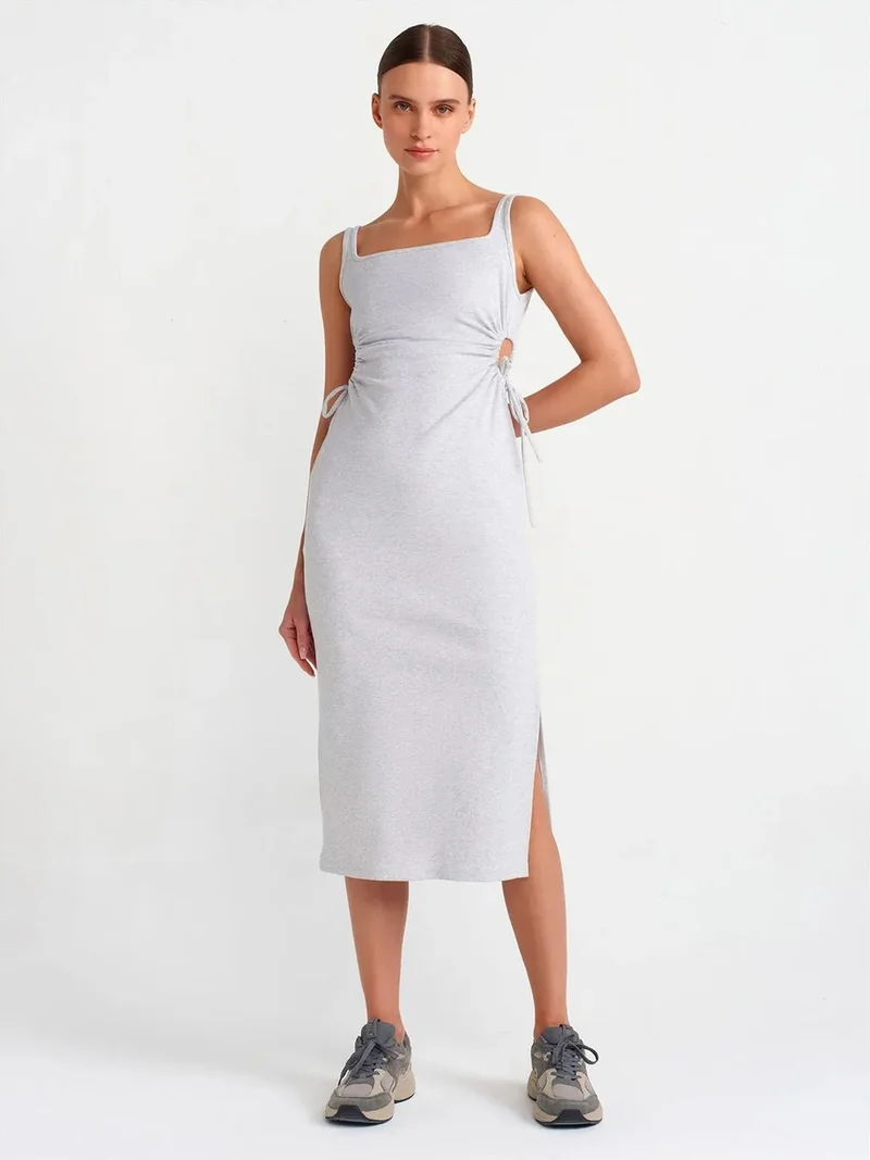 ديلفين Dilvin Sleeveless Bodycon Midi Dress With Cut-Out