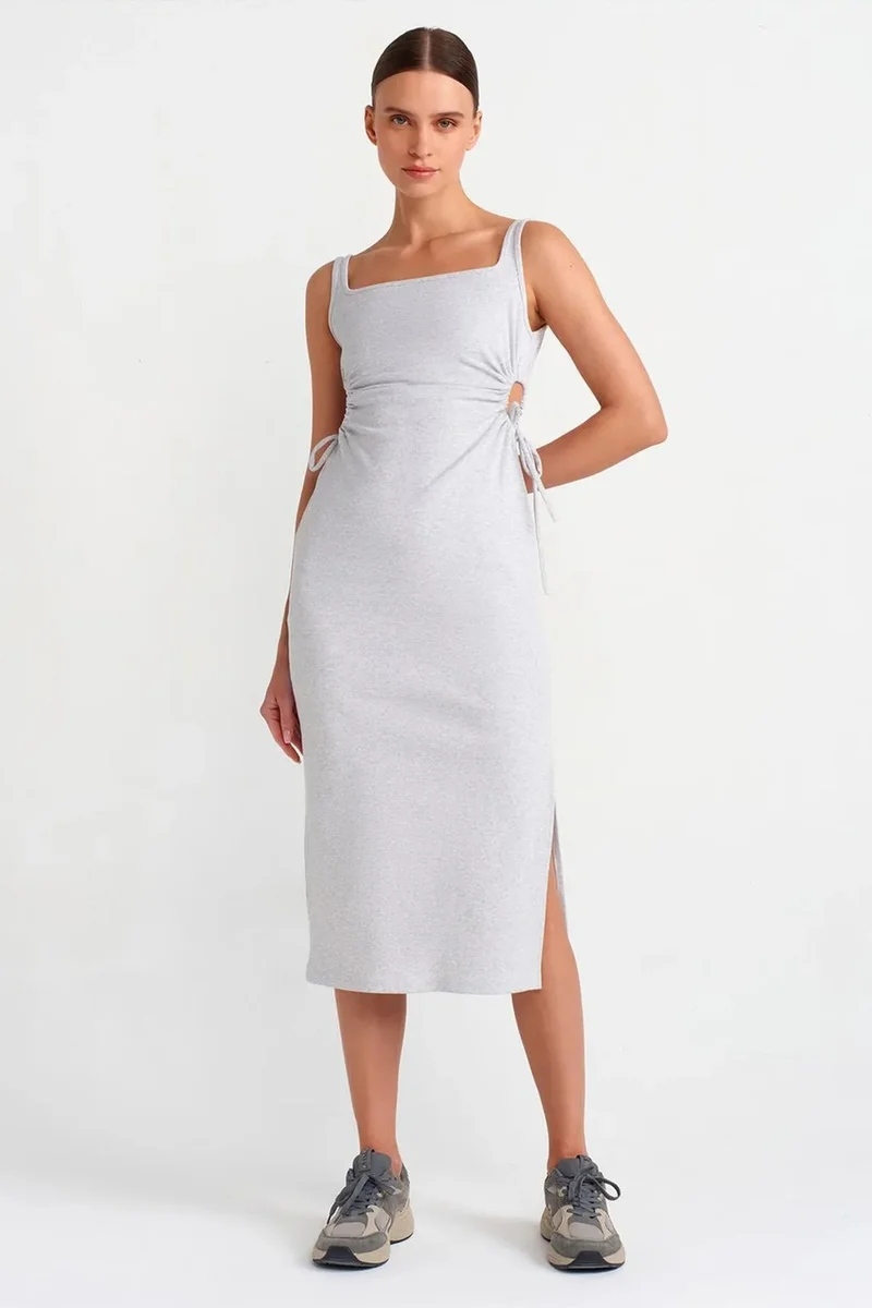DILVIN Sleeveless Bodycon Midi Dress With Cut-Out