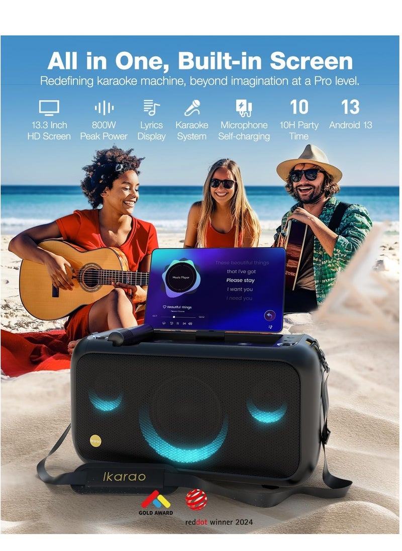 IKARAO X1 ALL-IN-ONE SMART PARTY SPEAKER 800W 13.3'' HD SELF-CHARGING W/L MIC x2 BT 5.3 WI-FI HDMI TWS RGB LIGHTS 11.8 KG 10HRS PT TF/USB GUITAR/MIC AUX CARRY STRAP - pzsku/Z875ECF9B94FECBAFCB6EZ/45/1741247687/17c018cc-efa2-45c3-9d96-34e6e498eb2c