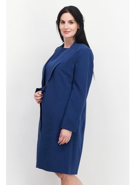 Nipon Boutique Women 2 Pcs Solid Belted Suit Dress Set, Navy  - Image 5