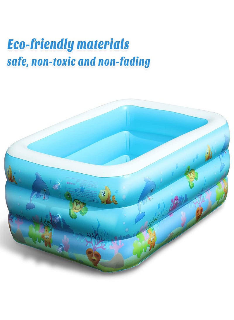 Inflatable Swimming Pools, Paddling Pool for Toddlers Kids, Rectangle Inflatable Swimming Pool for Kids, Baby Paddling Pool for Garden Backyard Outdoor,Easy to Inflate,150 cm x 106 cm x 48 cm - Image 5