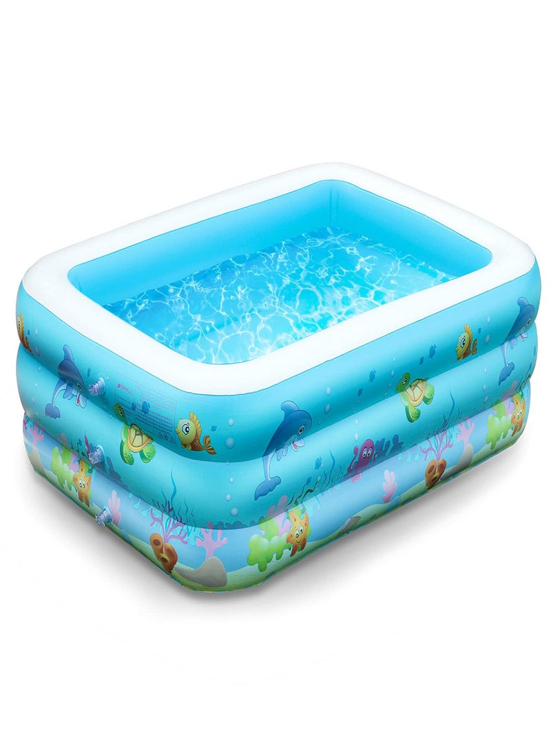 Inflatable Swimming Pools, Paddling Pool for Toddlers Kids, Rectangle Inflatable Swimming Pool for Kids, Baby Paddling Pool for Garden Backyard Outdoor,Easy to Inflate,150 cm x 106 cm x 48 cm - Image 4