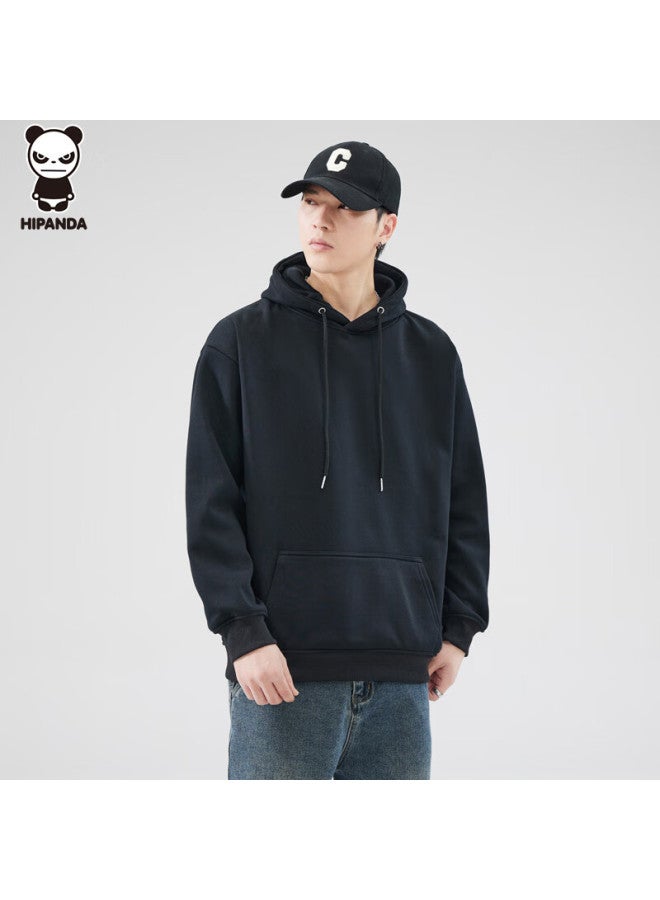 Hipanda Men's Heavyweight Hoodie American Casual Streetwear Solid Pullover Sweatshirt Jacket Black XL - Image 1