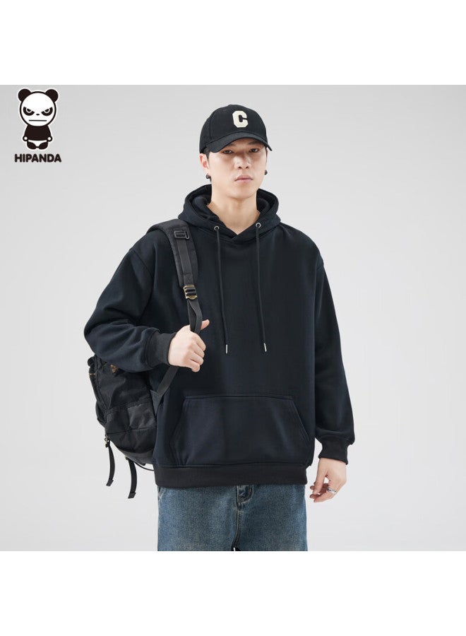 Hipanda Men's Heavyweight Hoodie American Casual Streetwear Solid Pullover Sweatshirt Jacket Black XL - Image 3