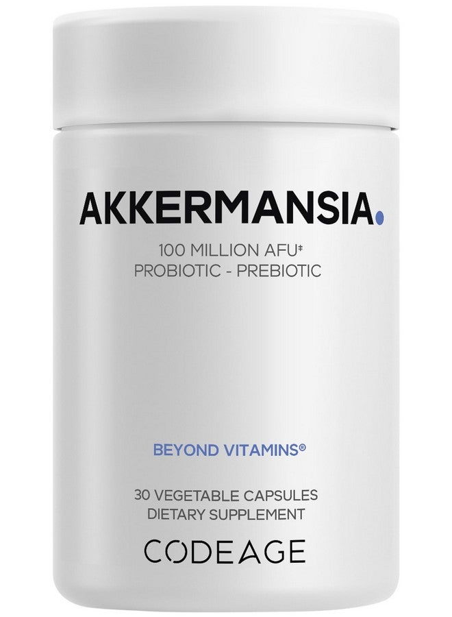 Codeage Akkermansia Synbiotic Supplement - 100 Million AFU Akkermansia Probiotic & Chicory Inulin Prebiotic - Chicory Root - 1 Capsule Per Serving - Non-GMO, Gluten-Free - 30 Capsules - Image 1