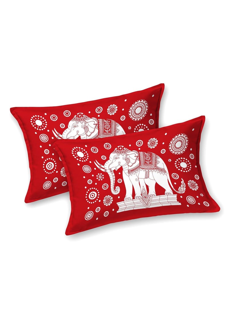 MILAAV MILAAV 100 Cotton Double Flat Bed Sheet with 2 Pillow Covers Soft Feel Skin 235CM X 210CM Queen Red  - Image 5