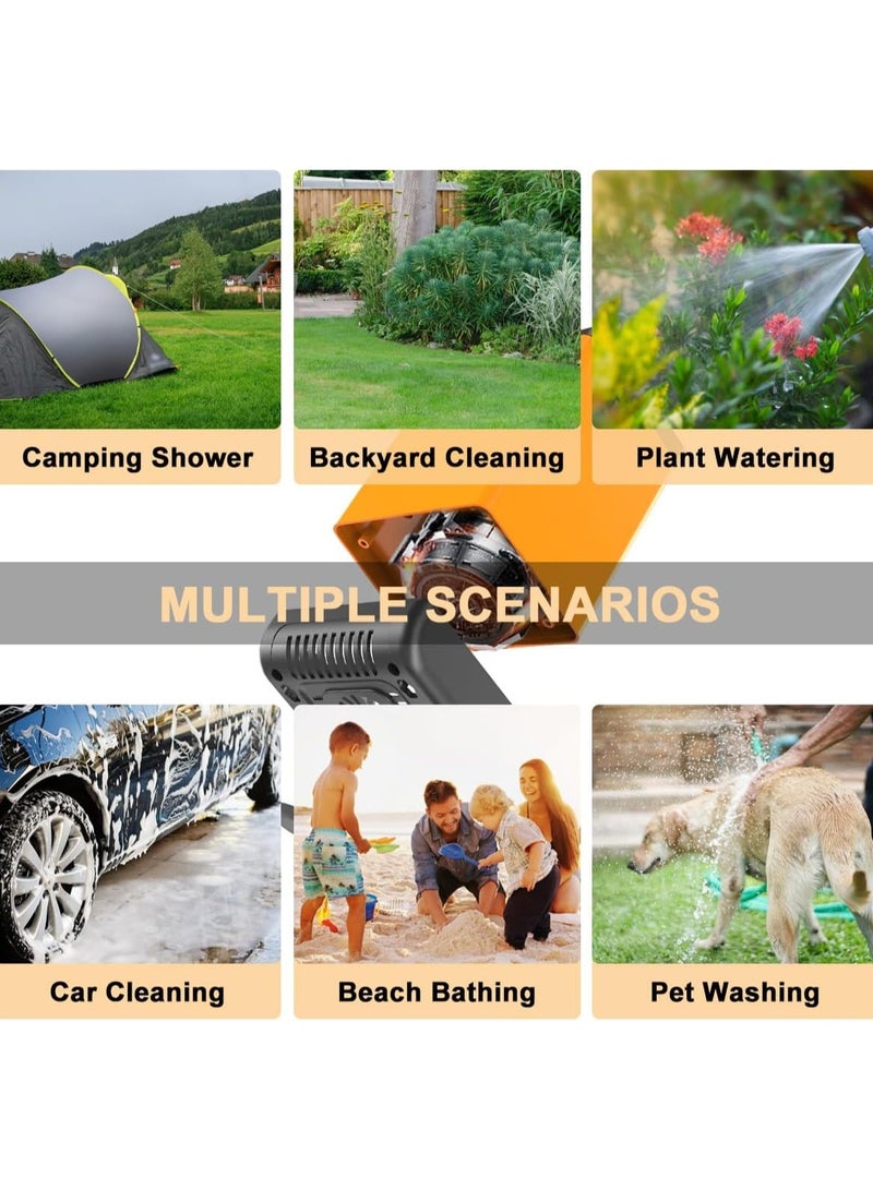 AROAQ Portable Shower Electric Camping Shower, USB Rechargeable Pump with Intelligent Digital Display Outdoor Shower Head Bag with 2M Hose Battery-Powered for Pet Cleaning Car Washing Hiking - Image 5