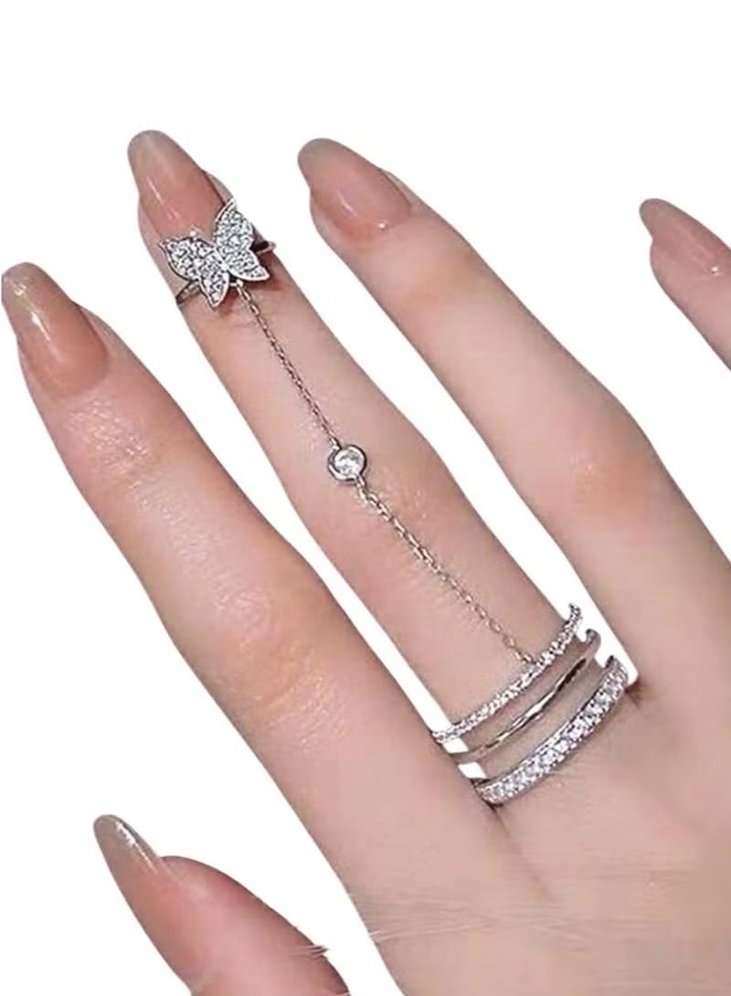 Women's Ring with Modern Design Elegant and New Chain Link Ring Silver Color - Image 1