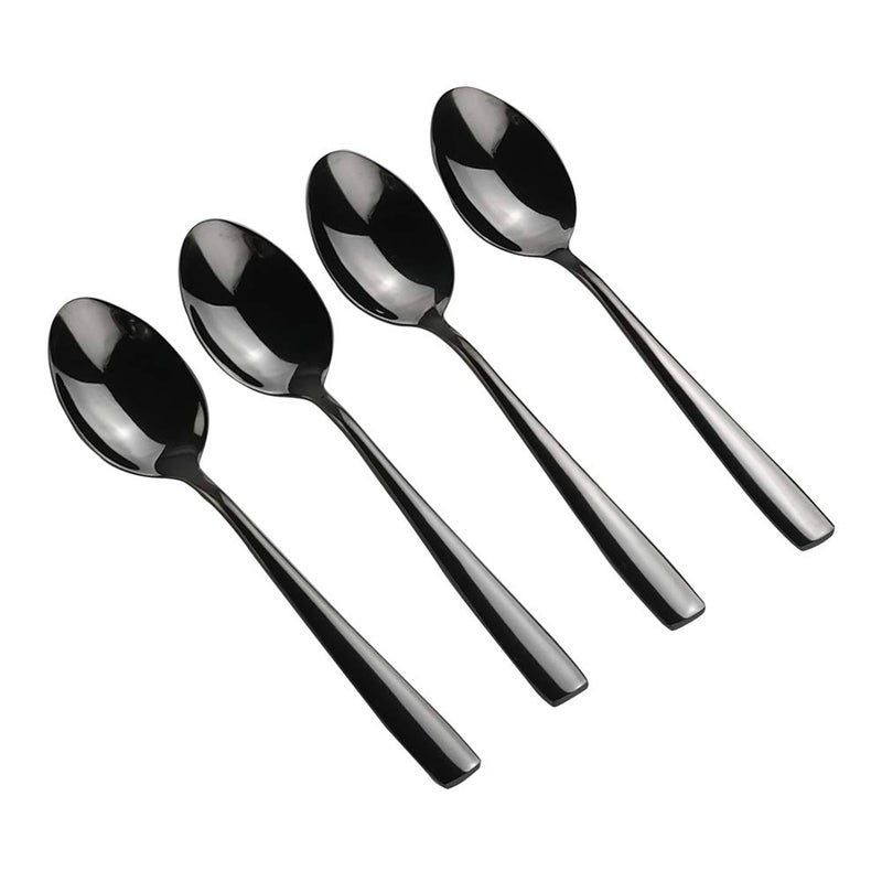 Teyyvn 12Piece Black Stainless Steel Dessert Spoons