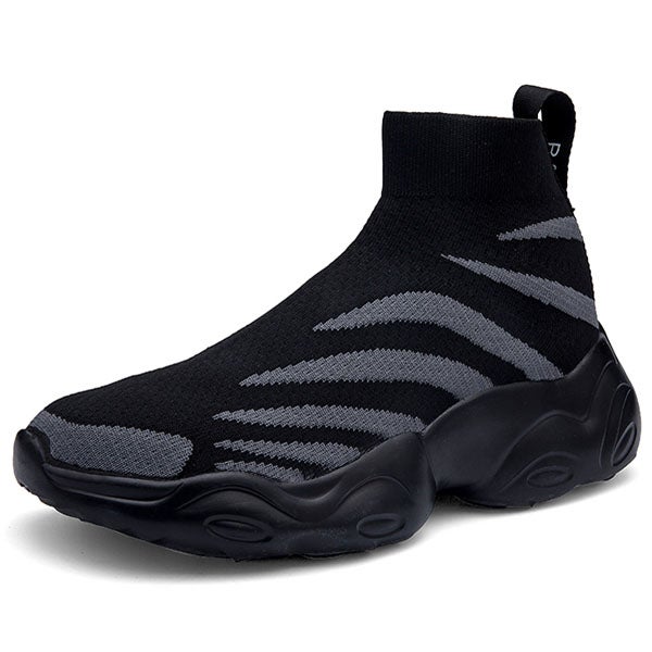 High-top socks shoes womens black 2024 wave shoes womens socks boots womens soft bottom casual shoes womens autumn womens shoes Black gray single shoe 2099