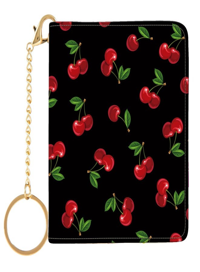 AIRMORS Small Wallet Women Cute RFID Blocking Credit Card Holder Billfold Slim Card Holder Wallets for Travel Girls Thin Bifold Pocket Mini Coin Purse with ID Window (Cherry) - Image 1