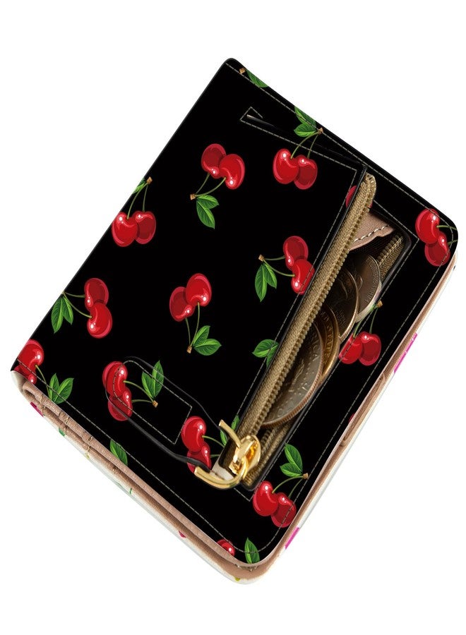 AIRMORS Small Wallet Women Cute RFID Blocking Credit Card Holder Billfold Slim Card Holder Wallets for Travel Girls Thin Bifold Pocket Mini Coin Purse with ID Window (Cherry) - Image 5