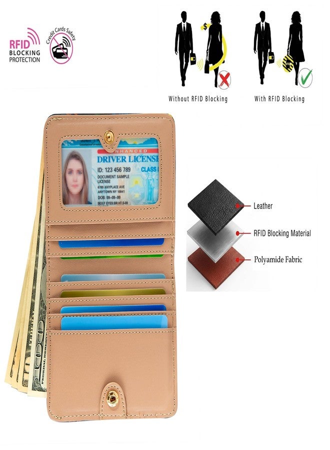 AIRMORS Small Wallet Women Cute RFID Blocking Credit Card Holder Billfold Slim Card Holder Wallets for Travel Girls Thin Bifold Pocket Mini Coin Purse with ID Window (Cherry) - Image 3