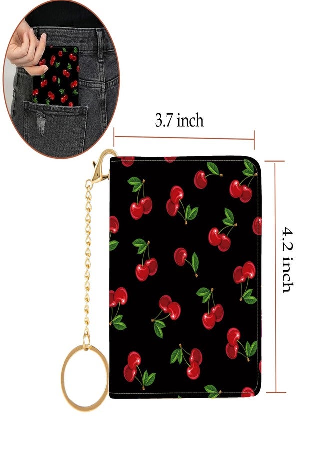 AIRMORS Small Wallet Women Cute RFID Blocking Credit Card Holder Billfold Slim Card Holder Wallets for Travel Girls Thin Bifold Pocket Mini Coin Purse with ID Window (Cherry) - Image 4