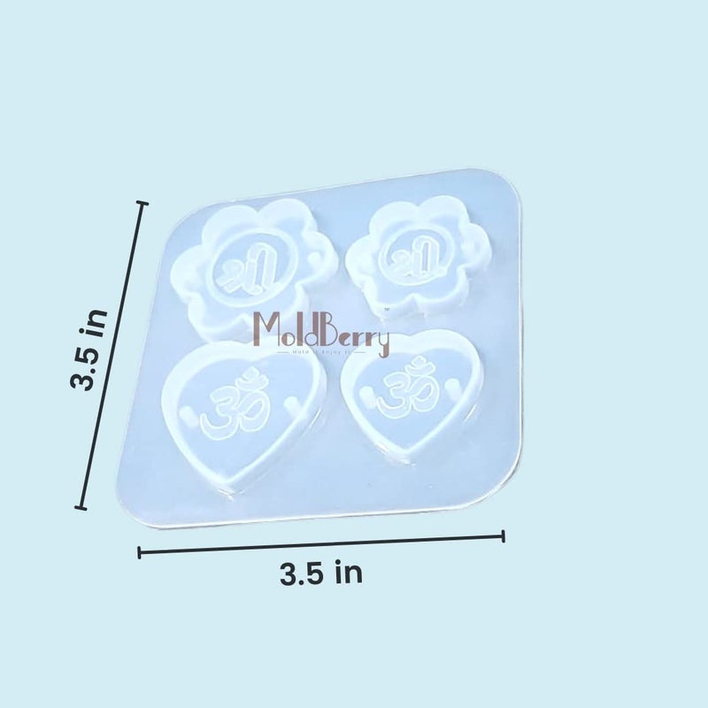 MoldBerry MoldBerry Rakhi Mould for Resin Art Multi Design Big & Small Shree Om in Flower & Heart Shape Mold Combo for DIY Resin Casting Jewelry Necklace & Keychain Pendant Making Pack of 2 - Image 2