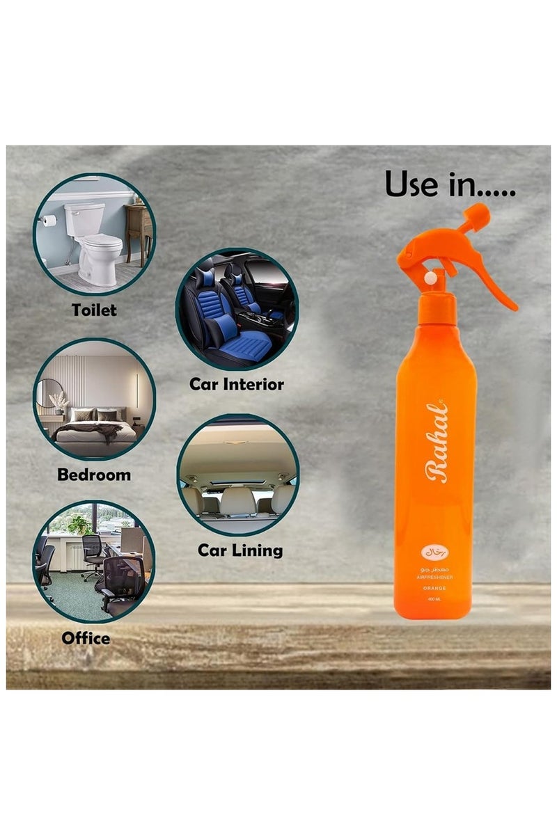 Rahal Air Freshener Orange Scent 400ml - Refreshing scent for use in the home, office and car - Long-lasting freshness - Image 2