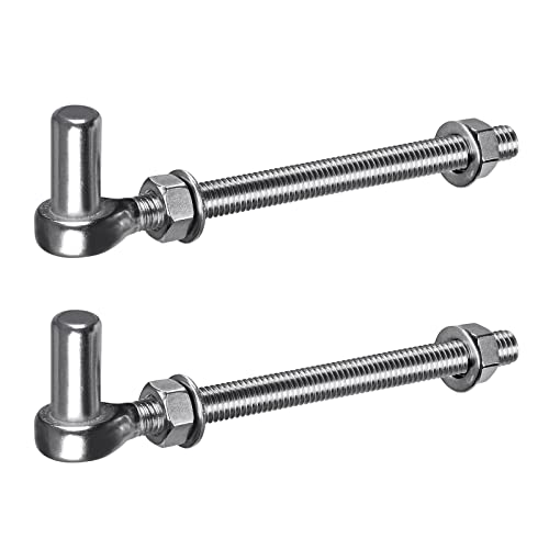 Insaga J Bolt Gate Hinge, 304 Stainless Steel Farm Gate Hinges, M12 x 8'' Gate Hinge Bolt 5/8'' for Chain Link Fence/Farm/Wooden Fence/Driveway, Supports up to 500lbs, 2pcs - Image 1