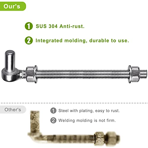 Insaga J Bolt Gate Hinge, 304 Stainless Steel Farm Gate Hinges, M12 x 8'' Gate Hinge Bolt 5/8'' for Chain Link Fence/Farm/Wooden Fence/Driveway, Supports up to 500lbs, 2pcs - Image 3