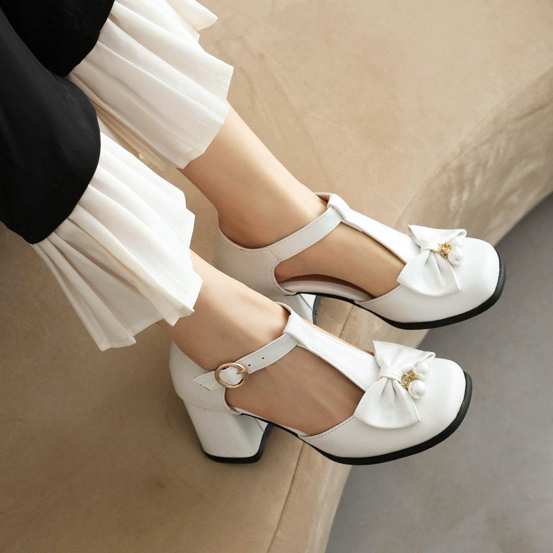 Korean Style Chunky Heel Shoes Women'S High Heels Hollow Sandals Bow All-Match Large Size Platform Women'S Shoes - Image 2