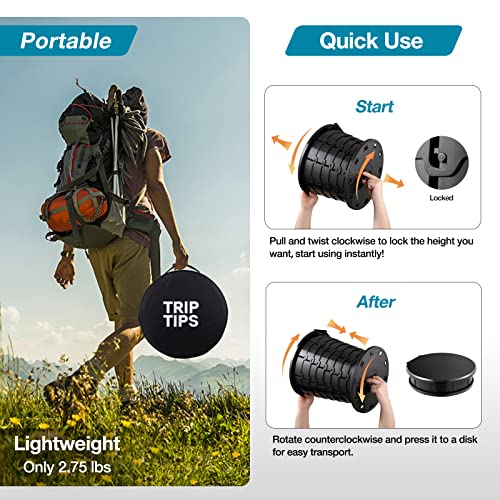 TRIPTIPS Upgrade Retractable Portable Toilet Travel Toilet Adjustable Height Camping Toilet Portable Potty for Adults Kids, Foldable Portable Toilet for Camping/Car - Image 3