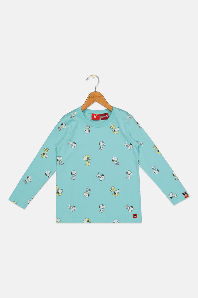 Hamleys x Peanuts Toddlers Boy Graphic Print Long Sleeve T-Shirt, Turquoise - Image 3
