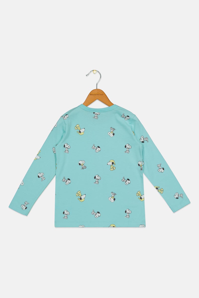 Hamleys x Peanuts Toddlers Boy Graphic Print Long Sleeve T-Shirt, Turquoise - Image 2