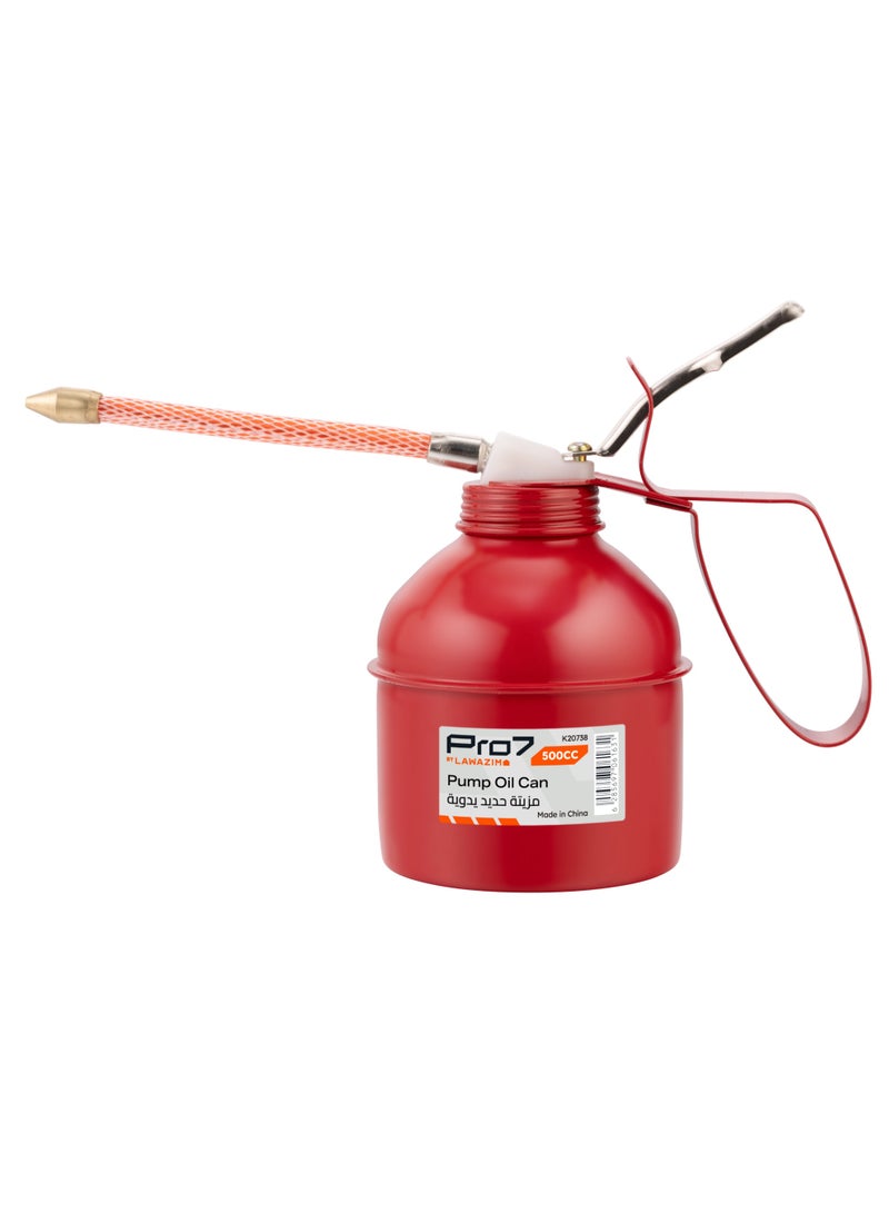 LAWAZIM Pro7 Oil Can 500cc - Manual Lever Oil Can with Flexible Hose, Brass Nozzle, Leak-Proof Metal Body - Ideal for Automotive Maintenance, Motorcycle Chains, DIY Projects - Image 1
