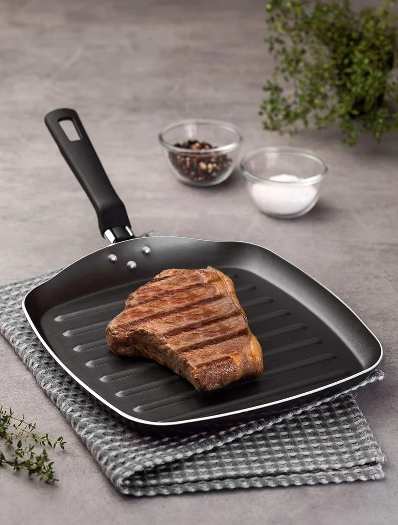 Tramontina Loreto Aluminum Skillet Grill with Starflon Max Nonstick Coating and Bakelite Handle, 26 cm, Graphite