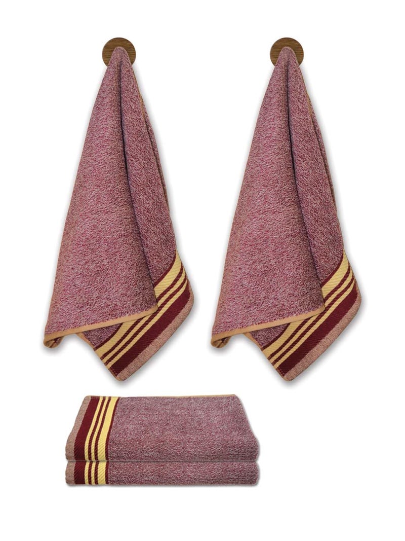 Athom Living Milange Hand Towels - 40 x 60 cm, Multipurpose, Soft Cotton, Absorbent, Quick-Drying, Maroon Color, Set of 4 - Image 1