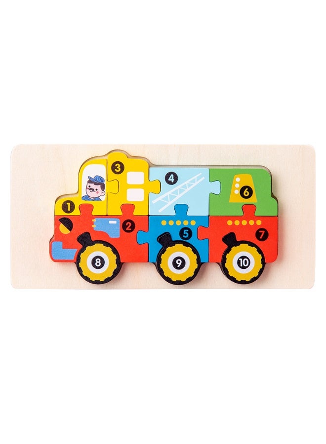 Capstro Wooden Number Puzzle Set for Kids – 4 Pack Vehicle Counting Puzzles (1–10) | Montessori Early Math Learning & Fine Motor Skill Toy for Preschool – Four Vehicle Designs - Image 4