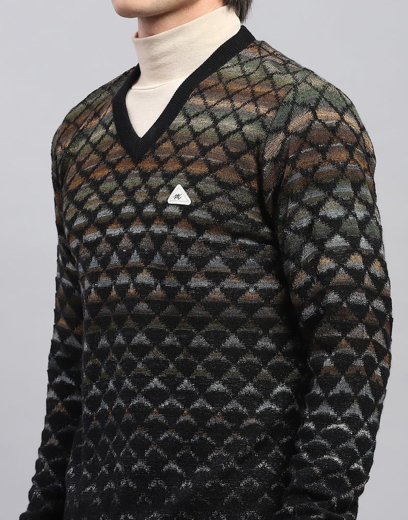 Monte Carlo Mens Black Self Design V Neck Full Sleeve Pullover (1243195VN-1-44) - Image 5