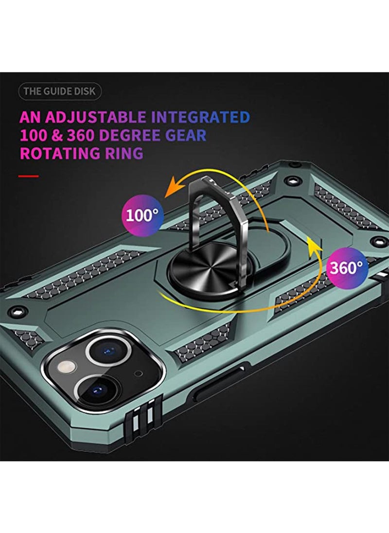 Phone Case for iPhone 14 Plus Case Military Grade Tested Protective Case with Magnetic Car Mount Ring Holder Stand Cover for iPhone 14 Plus 6.7" - Green  - Image 5