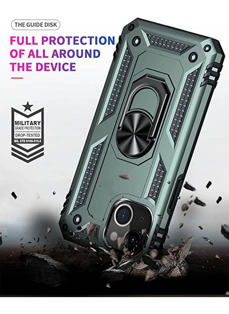 Phone Case for iPhone 14 Plus Case Military Grade Tested Protective Case with Magnetic Car Mount Ring Holder Stand Cover for iPhone 14 Plus 6.7" - Green  - Image 3