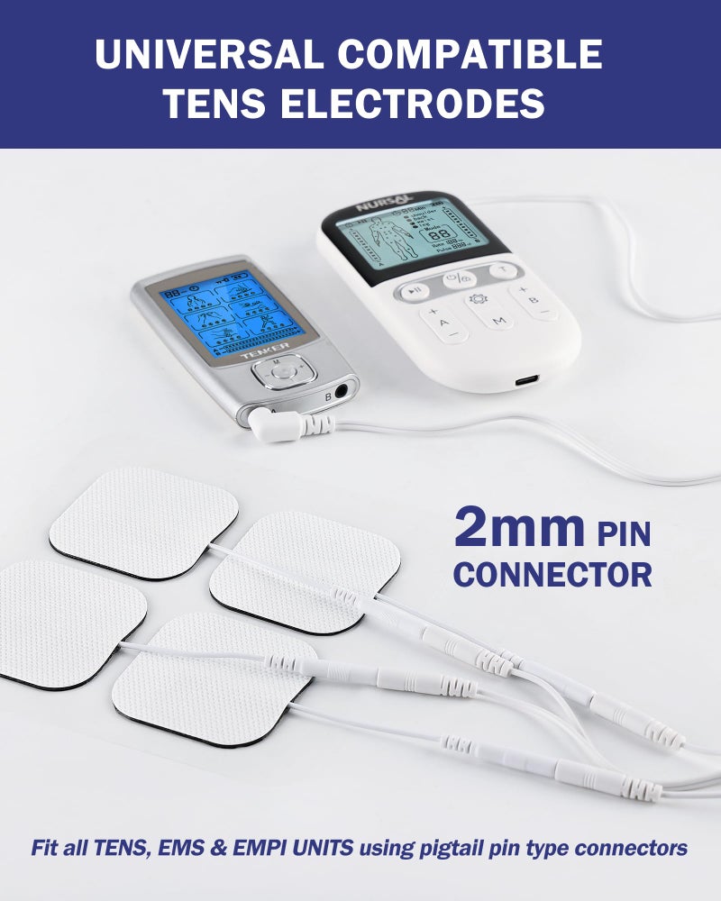 NURSAL TENS Unit Replacement Pads, Nursal Reusable Self-Adhesive Electrodes Pads 20 Packs 2x2” 2x4”, Latex Free Pigtail TENS Pads, Compatible with TENS 7000, AUVON TENS, Etekcity, Nicwell Care Tens - Image 2