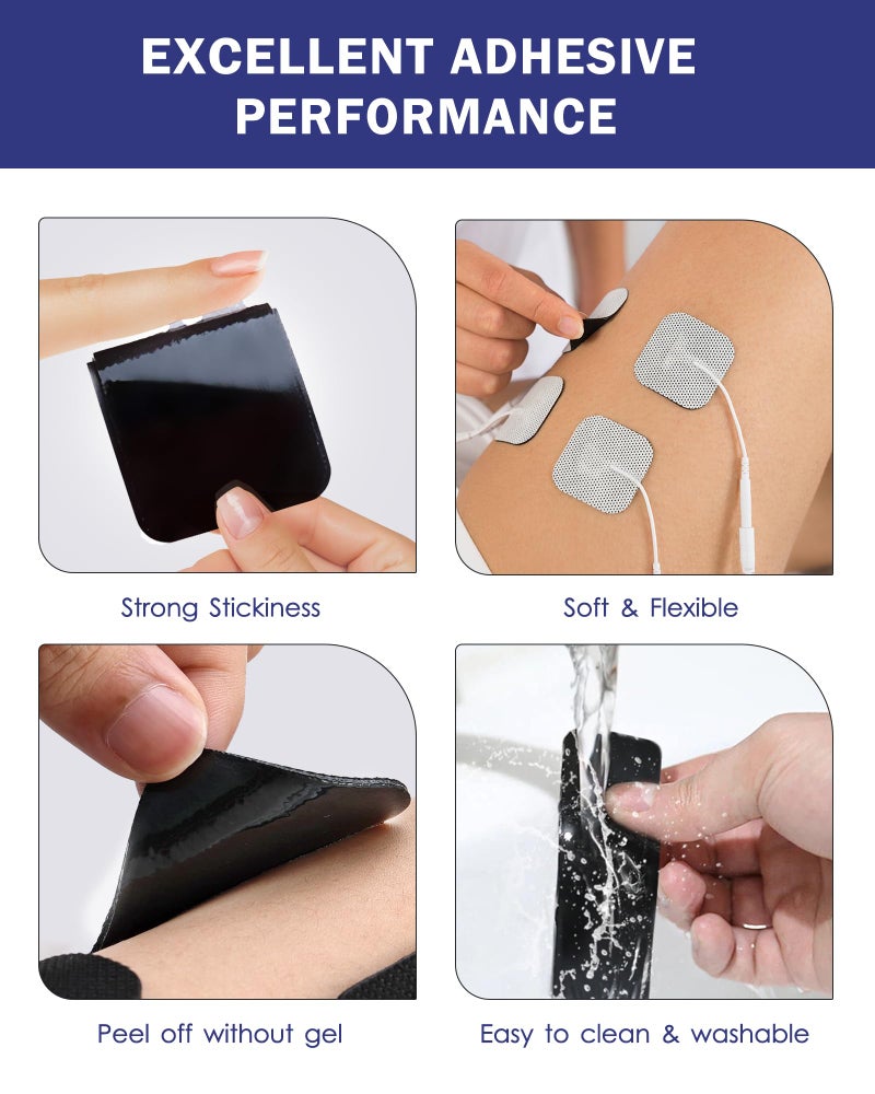 NURSAL TENS Unit Replacement Pads, Nursal Reusable Self-Adhesive Electrodes Pads 20 Packs 2x2” 2x4”, Latex Free Pigtail TENS Pads, Compatible with TENS 7000, AUVON TENS, Etekcity, Nicwell Care Tens - Image 5