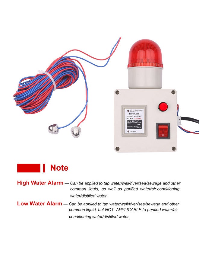 Generic - Water Level Indicator Alarm Water Level Alarm Sensor Waterline Indicating Alarm Low or High Water Level Sensor Alarm with Silencer Switch - Image 1