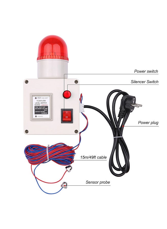Generic - Water Level Indicator Alarm Water Level Alarm Sensor Waterline Indicating Alarm Low or High Water Level Sensor Alarm with Silencer Switch - Image 1