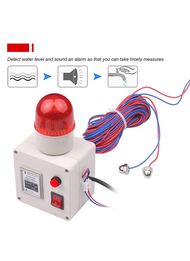 Generic - Water Level Indicator Alarm Water Level Alarm Sensor Waterline Indicating Alarm Low or High Water Level Sensor Alarm with Silencer Switch - Image 1