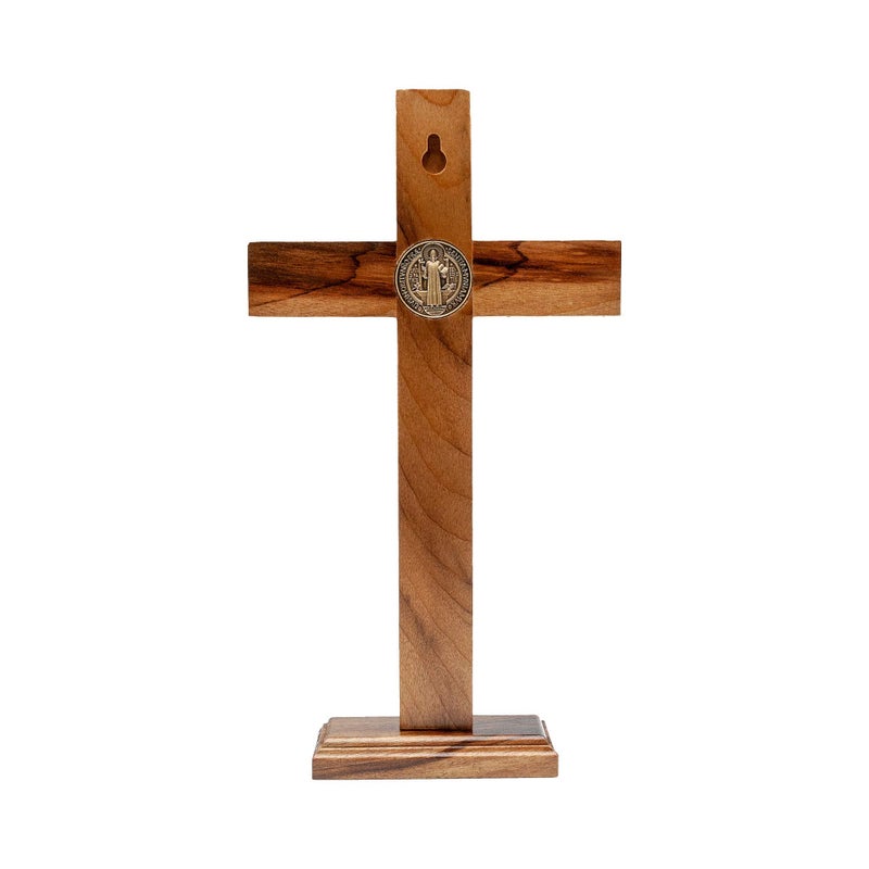 Intercession Wall and Table Wood Cross Crucifix (10 inches - Antique Gold) - Image 3
